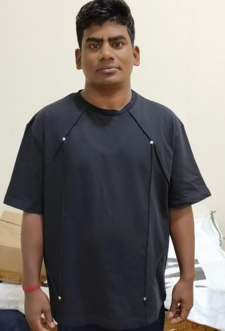 Black Faux Flat Look Cut & Sew T-shirt