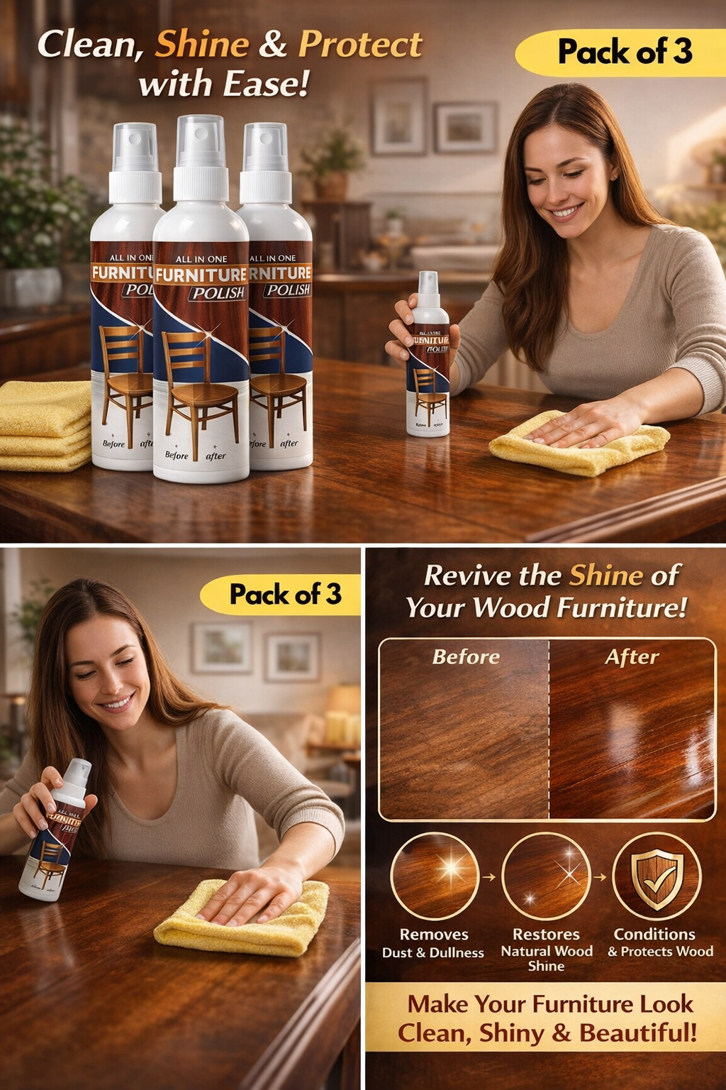 All In One Furniture Polish 450 grm Pack of 3|Bestseller