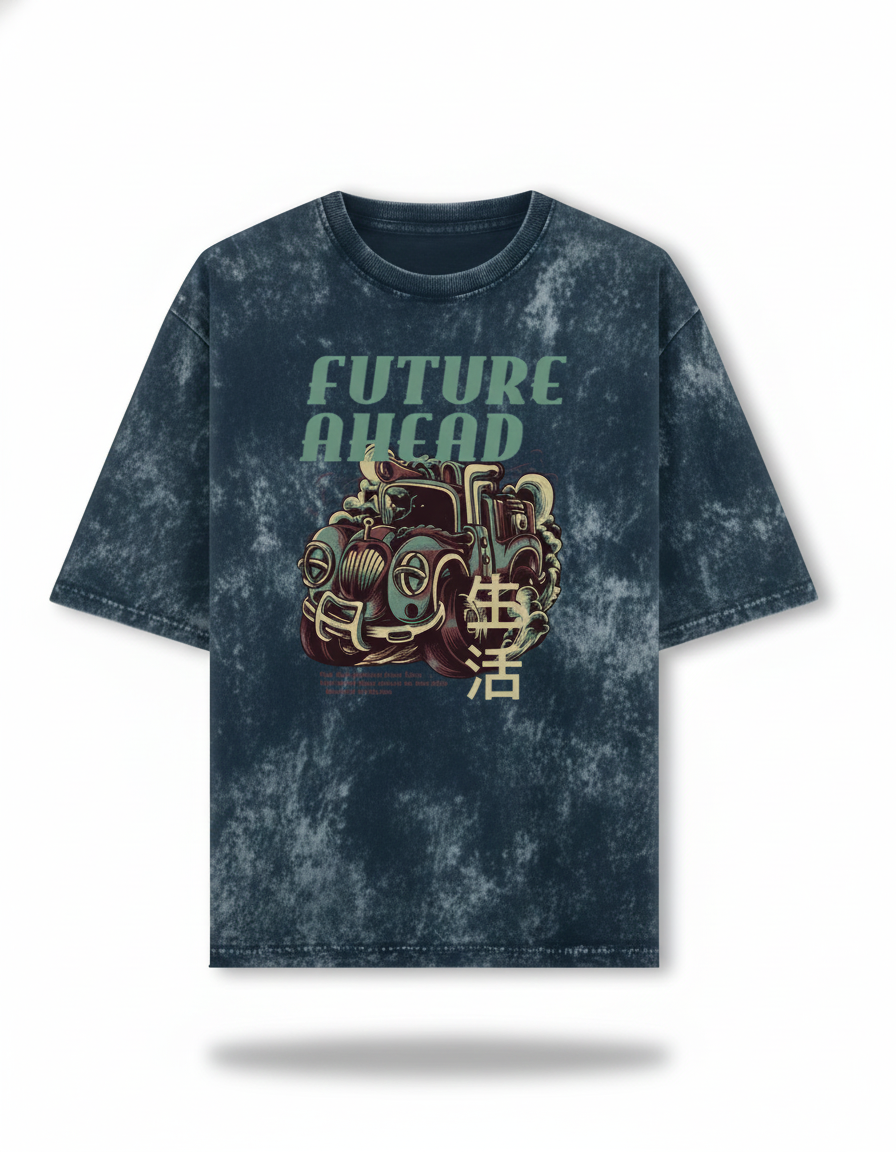 Unisex Acid Washed Oversized Tee |FUTURE AHEAD